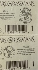WORLD Stickers(2pc)Mrs. Grossman’s•Earth•Planet•Land •Ocean•Country•Card Making•