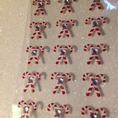 CHRISTMAS CRAFTS CHRISTMAS GLITTER CANDY CANES WITH GEMESTONES 15 PCS