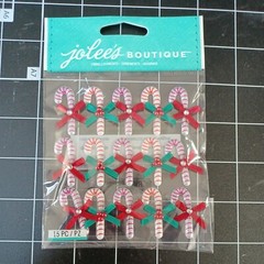 STICKERS Christmas mini peppermint cany canes gem dollhouse ornament bow glitter