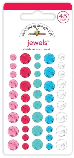 Crafts Doodlebug Sticky Back Jewels Gems Large Small Christmas Blue Red Pink
