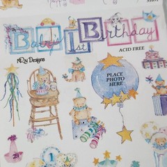 Vintage NRN Designs Babys 1st Birthday Sticker Roll Lot of 8 Sheets