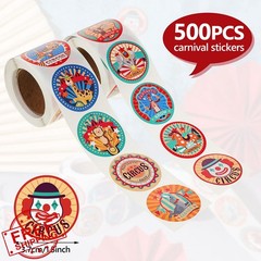 Zonon 500pc Carnival Circus Party Stickers Animal Clown Labels Envelope