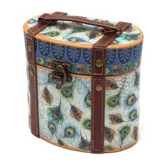 Punch Studio Small Tall Oval Box (S Size, Peacock Feathers)