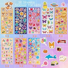 36 Sheets Stickers for Kids, 800+ Stickers for Scrapbooking Including Animals, F