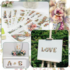 10 Sheets English Alphabet Flowers Rub on Transfer Stickers Furniture Decals Wat