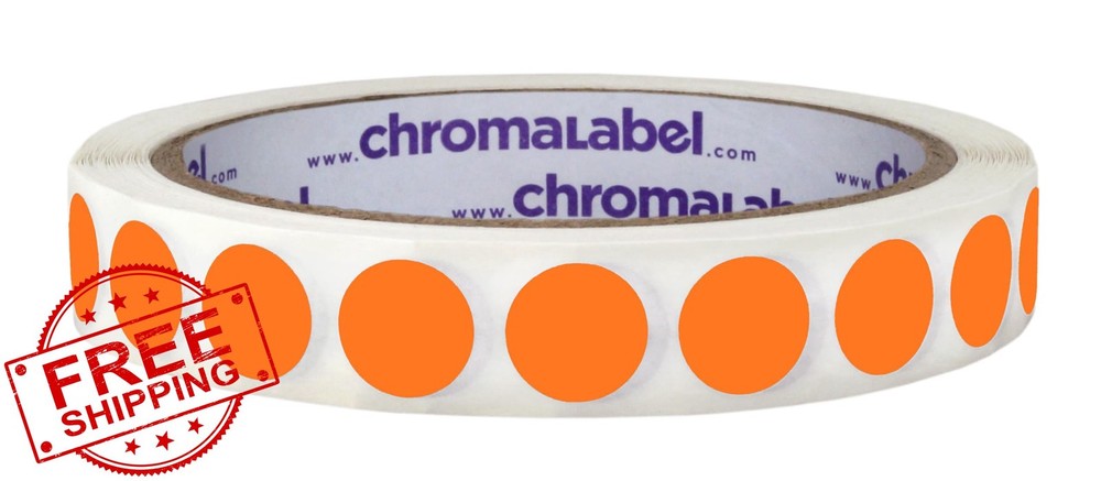 ChromaLabel 1/2″ Round Orange Stickers 1000ct