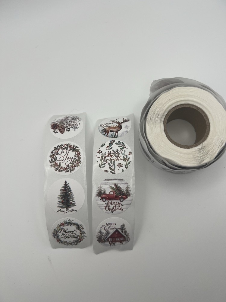 25mm Christmas Decorative Stickers 8 Different Designs 500/Roll