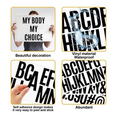 480 Pcs Waterproof 3″ Vinyl Alphabet & Number Stickers – Self-Adhesive, Black