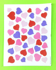 Vintage Hallmark Hearts Sticker Sheet Red Pink & Purple