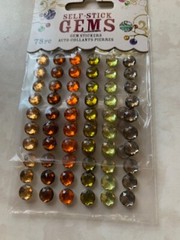 DARICE SELF-STICK GEMS TWO SHEETS GEMSTONE MULTI-COLOR DOTS MIXED ROUNDS 78PCS