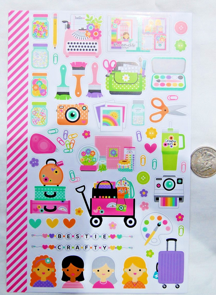 Doodlebug Color Me Crafty stickers camera paint faces scissors luggage tape clip