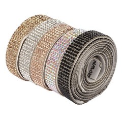 5pcs Self Adhesive Rhinestone Strips 5 Yards Total 1cm Width Cuttable DIY Rhines