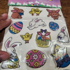 12 Vtg Stick-Ons Easter Unlimited Puffy Easter Bunny Eggs Chicks Stickers NOS