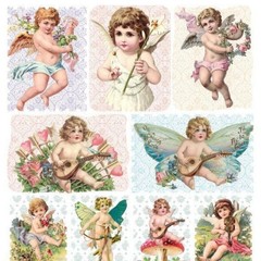 Violette Stickers – Victorian Angels – 1 Angel Stamp Sticker Sheet – Crafts