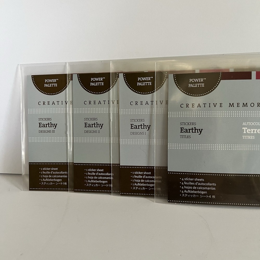 NEW Creative Memories Power Palette Stickers EARTHY Designs Titles Lot Of 4