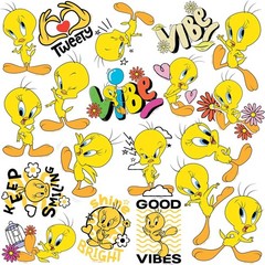 LOONEY TUNES TWEETY VARIETY DIE CUT VINYL 50 CT STICKER PACK