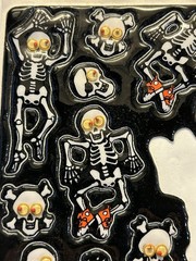 Vtg Hallmark Googly Wiggle Eyes Puffy Skeleton Skull Stickers Halloween Missing1