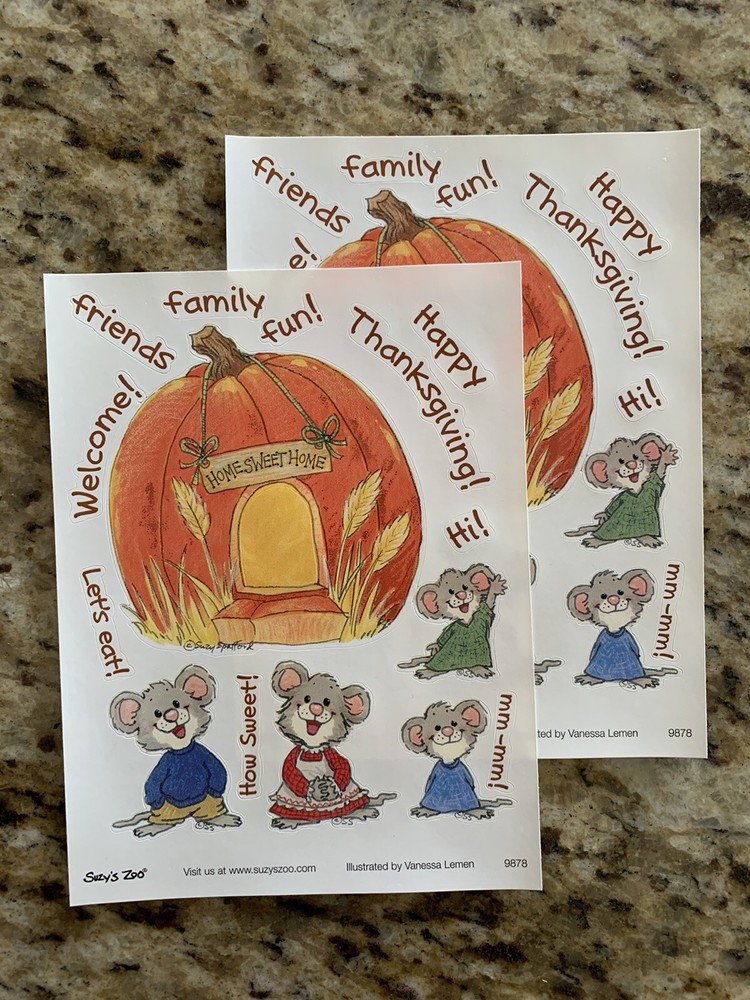 Suzy’s Zoo Stickers: 2 Sheets Happy Thanksgiving, Home Sweet Home
