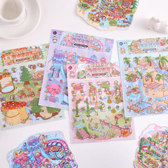 4 Sets DIY 3D House Scene Stickers – Forest, Deep Sea, Paradise Garden, Island