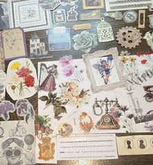 Junk Journal Kit Vintage Style Paper Stickers Tags Tickets Images Ephemera Craft