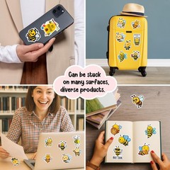 Positive Bee Stickers Waterproof Vinyl 50Pcs Cute Bee Decor & Party Favors fo…