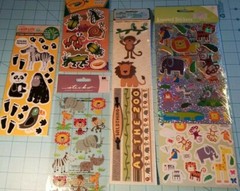 Set of 8 Scrapbooking Stickers & Embellishments: Animals, Bugs, Jungle & Zoo NEW