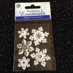 Sandylion Essentials SNOWFLAKES CARDBOARD WHITE & SILVER WITH GEMSTONE 5 PCS