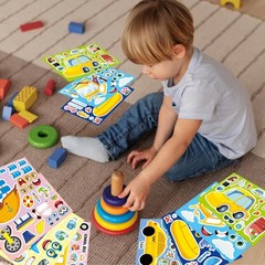 24 Sheets Vehicle Stickers for Kids, Make a Face Sticker, Make Your Own Car, …