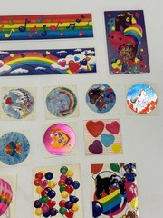 Vintage 1980’s LISA FRANK Sticker Lot Strips Light Switch Covers Circles Hearts