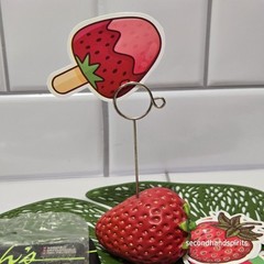 Strawberry Strawberries Themed Lot Stickers,Note Holder,pin and Ribbons.