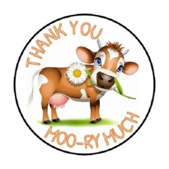 48 COW WITH FLOWER ENVELOPE SEALS LABELS STICKERS 1.2″ ROUND