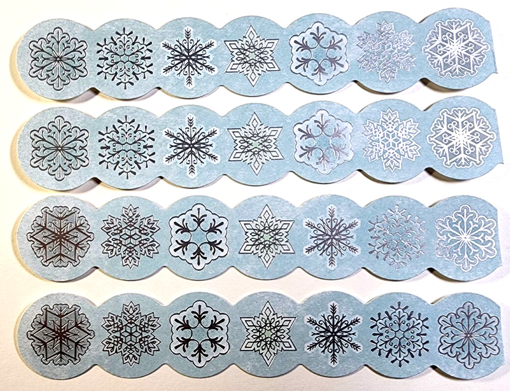 K&Company Snowflakes Stickers 4pc Baby Blue Silver Foil Christmas Winter Border