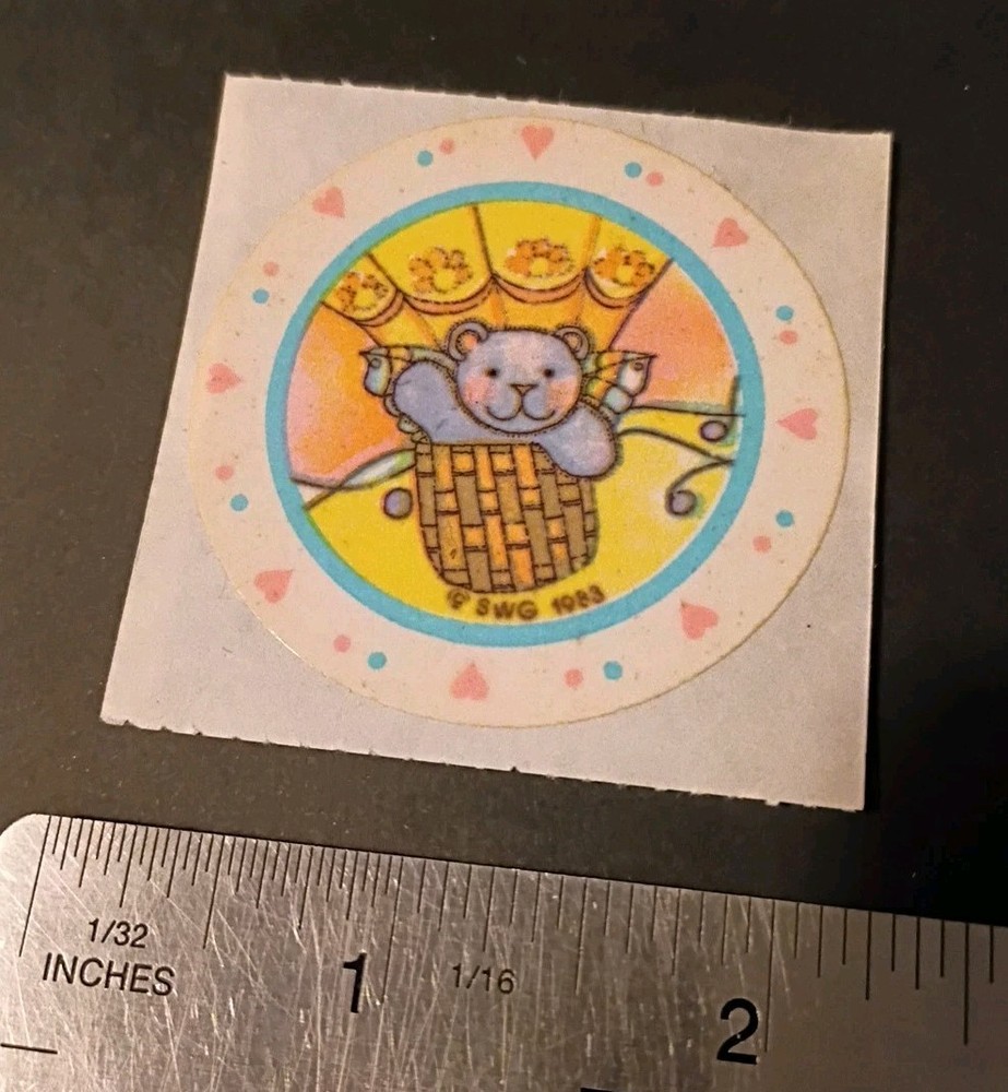 Vintage Stickers Small World Greetings Bear Angel Pastel Sticker Mod VTG 80’s