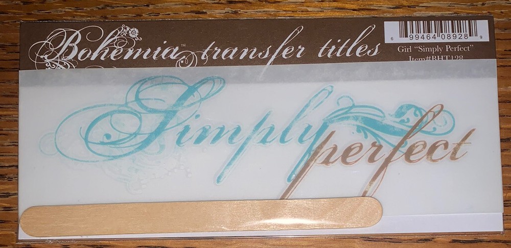 My Mind’s Eye BOHEMIA RUB ON TRANSFER TITLES “ Simply Perfect “ SCRAPBOOK CRAFT