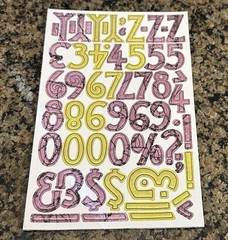 Basic Grey Chip Stickers Alphabet 4 Sheets Purple Green Halloween 1 1/4″