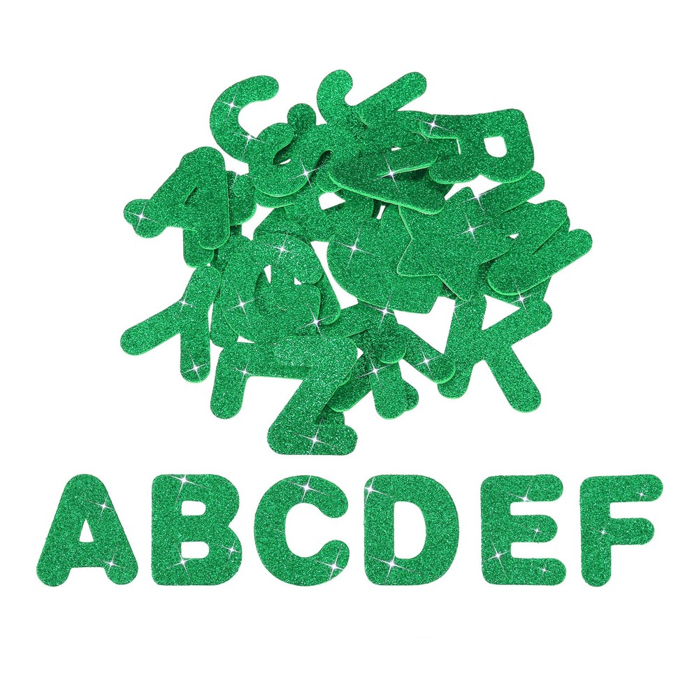 Alphabet Foam Stickers, 52Pcs Letters A-Z EVA Self Adhesive Glitters, Green