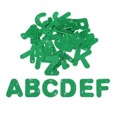 Alphabet Foam Stickers, 52Pcs Letters A-Z EVA Self Adhesive Glitters, Green