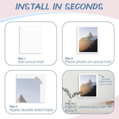 20 PCS 8×10 Inch Uncut White Mat Boards Acid Free Matte Backing Prints Arts