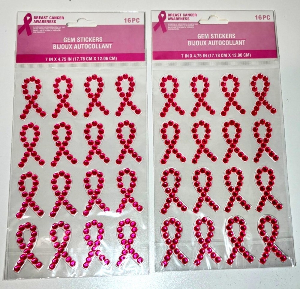 32 BREAST CANCER Pink Gem Stickers – Scrapbooking Cardmaking Crafts