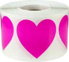 Heart Stickers | 1.5″ Inch Wide – 500 Pack | Pick One Color