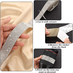 Self Adhesive Rhinestone Strips Diamond Bling Crystal Ribbon Sticker Wrap for Cr