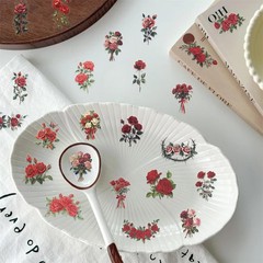 50PCS Red Rose Stickers Aesthetic PET Transparent Vintage Rrose