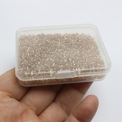4000 pcs Champagne Color Glass Beads 2mm Silver Foil lined + Storage Box Jewelry