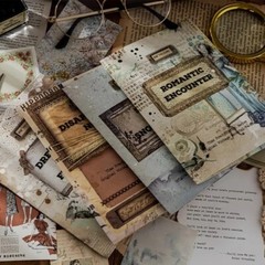 30/pk NOTES Vintage Scrapbook Kit Papers Stickers Ephemera Cutouts Junk Journal
