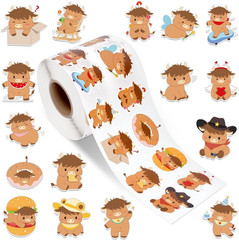 Capybara Stickers Roll, 1000Pcs Cute Animal Stickers for Kids 8 Patterns Strawbe
