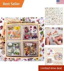 Beautiful 510PCS DIY Sticker Set with Vintage Flowers & Insects for Journaling