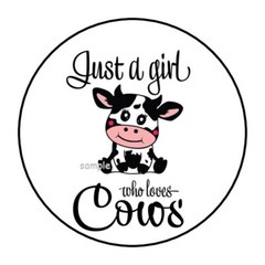 30 JUST A GIRL WHO LOVES COWS ENVELOPE SEALS LABELS STICKERS 1.5″ ROUND COW