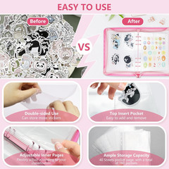 Sticker Storage Organizer Binder A5 Reusable Sticker Book Collecting Holder