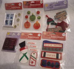 LOT of 6 Jo Ann Craft Essentials Christmas Holiday Scrapbook 3-D Embellishments