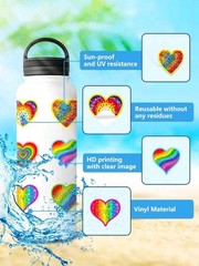 20Pcs Rainbow Heart Vinyl Stickers For Water Bottles Laptop Scrapbooks & more